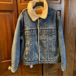 Vintage Silver Spur Western Wear Sherpa Lined Denim Jacket Mens Size Large/XL